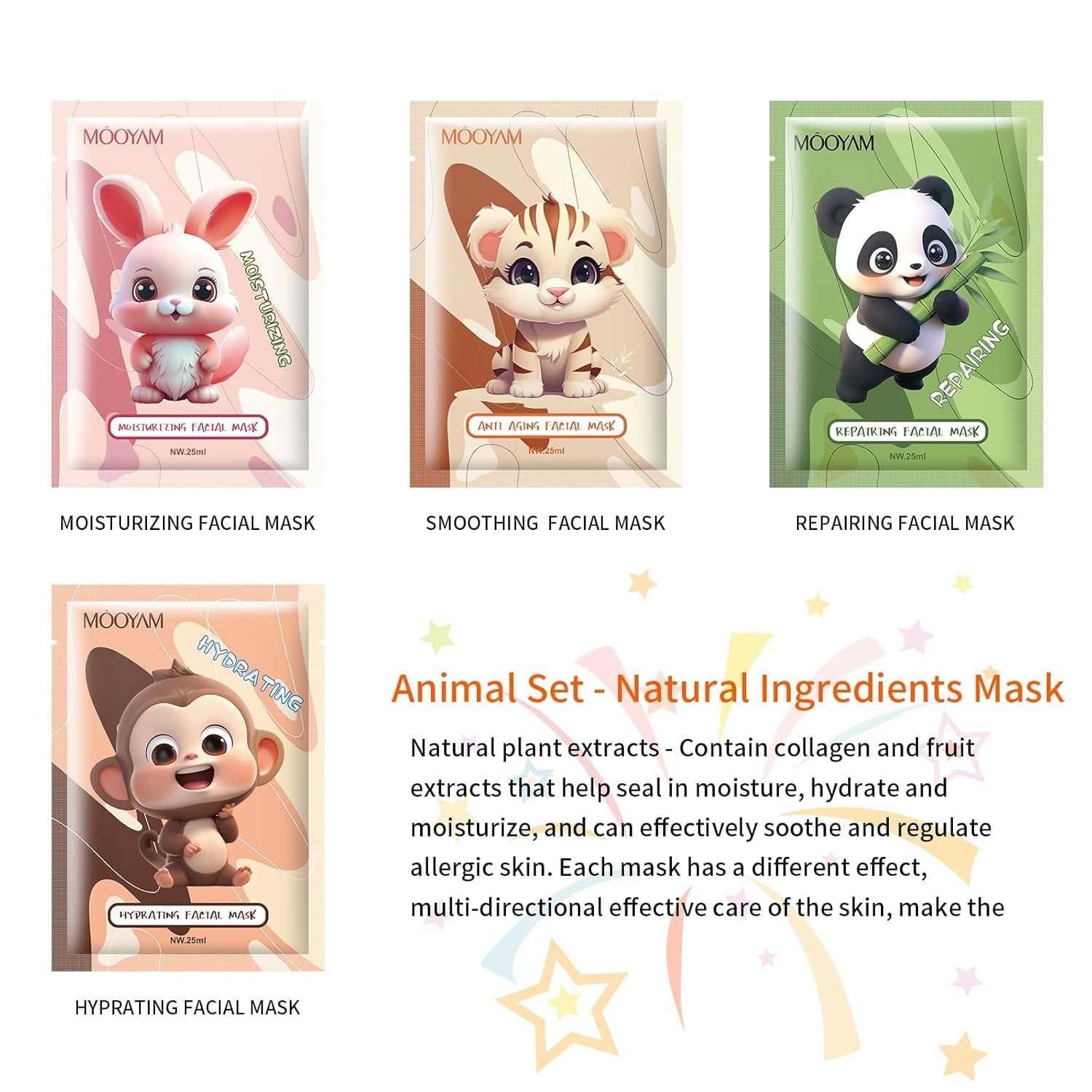 11 Pack Fruit Moisturizing Facial Mask Sheet, Rich in Fruit Essence Face Mask to Brighten and Hydrate Dull Skin