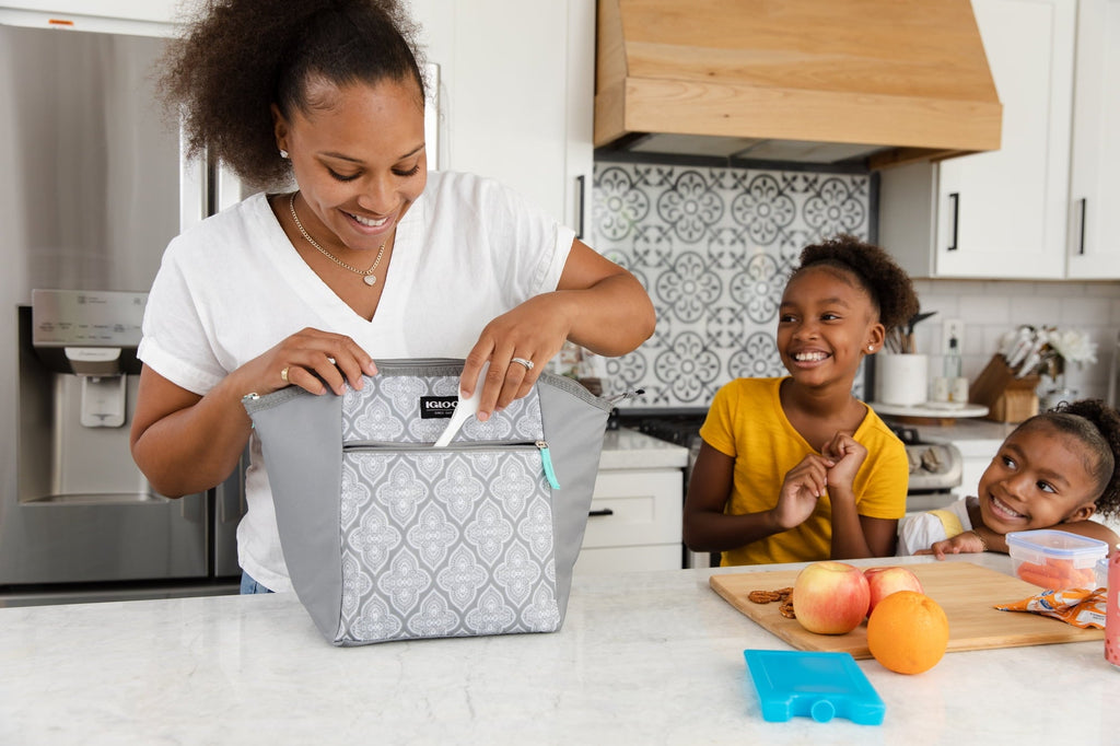 Essential Tote Lunch Bag Cooler, 14 Can Capacity, Gray and Teal