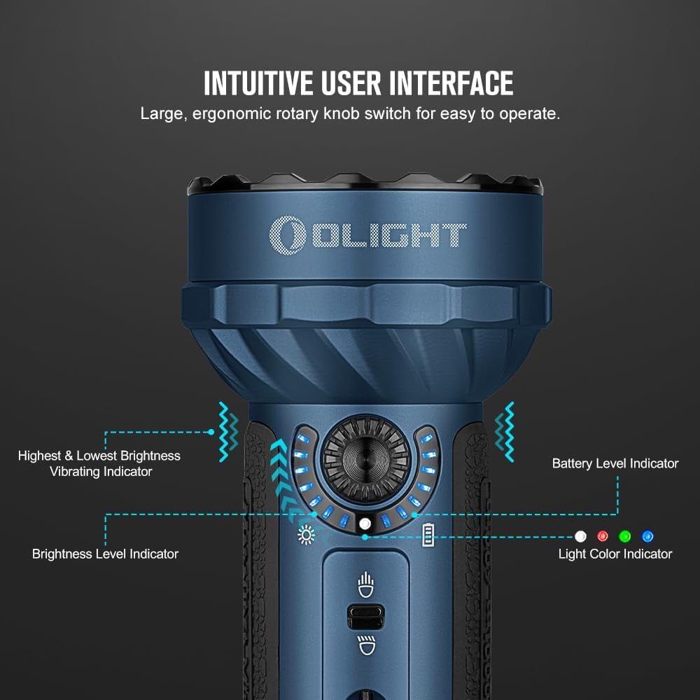 Marauder Mini 7,000 Lumens Bright Flashlight with 600 Meters Beam Distance, Powerful RGB Lights, Magnetic Rechargeable for Outdoors Work, Hunting, and Searching(Midnight Blue)