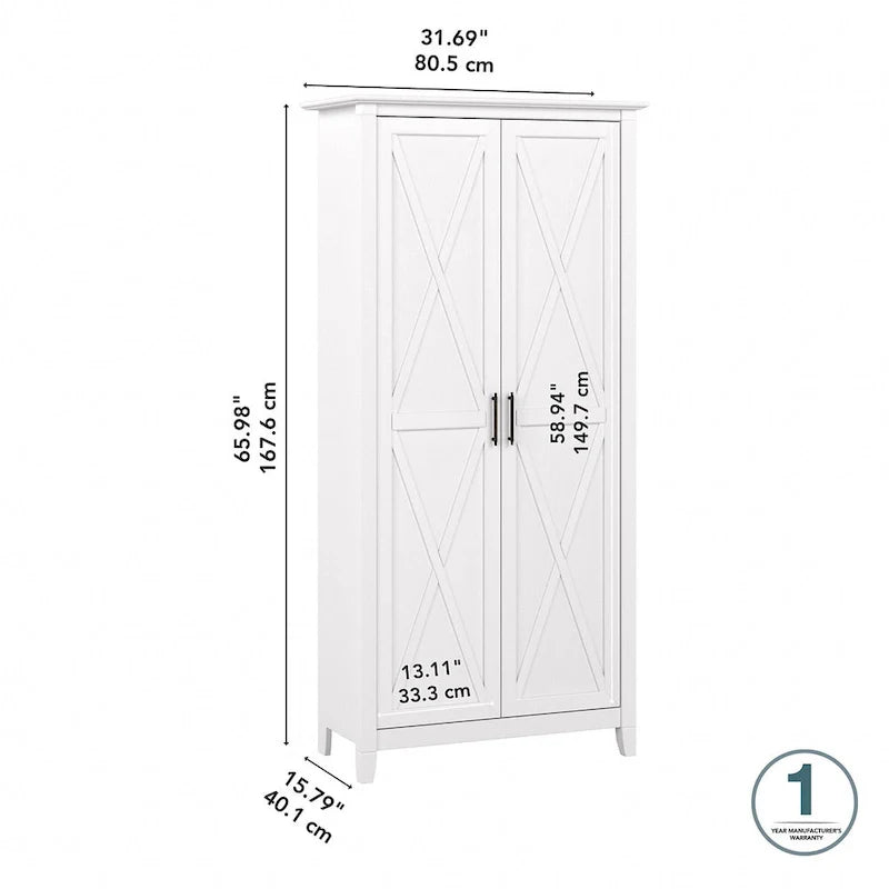 Key West Tall Storage Cabinet with Doors and Shelves by Bush Furniture
