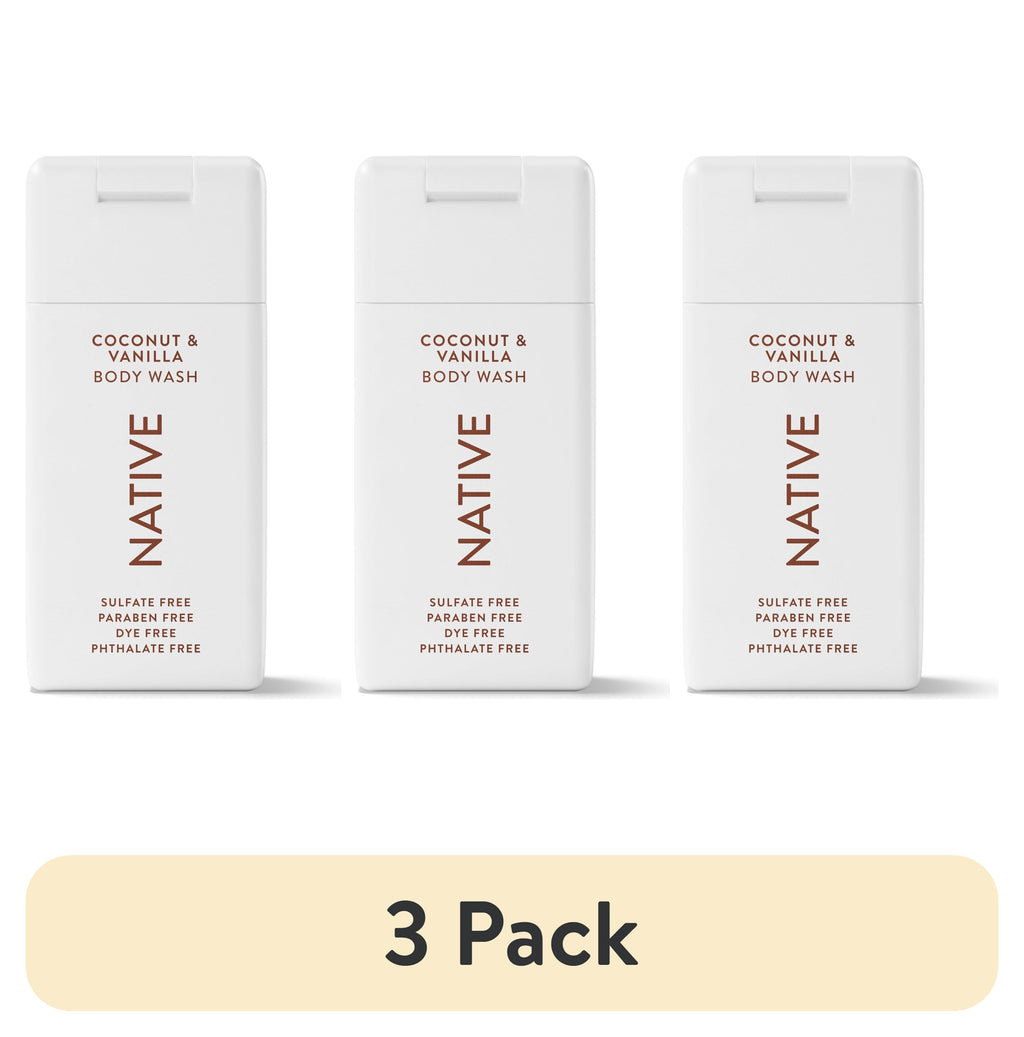 Body Wash, Sulfate Free, Coconut & Vanilla, for Women and Men, Travel Size 3 oz