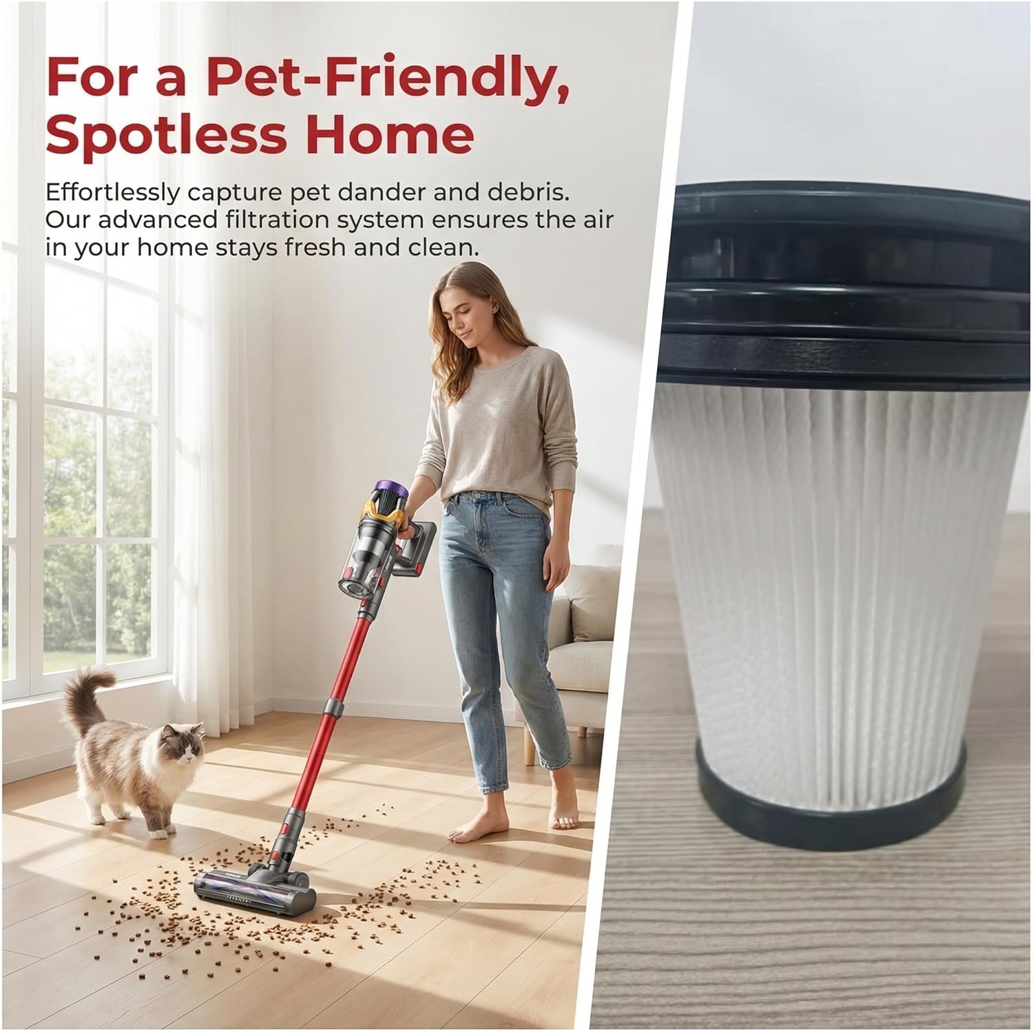 X9 Hepa Filter Replacement Compatible with Uosogi X9 Turbo Cordless Stick Vacuum Cleaner-4Pack