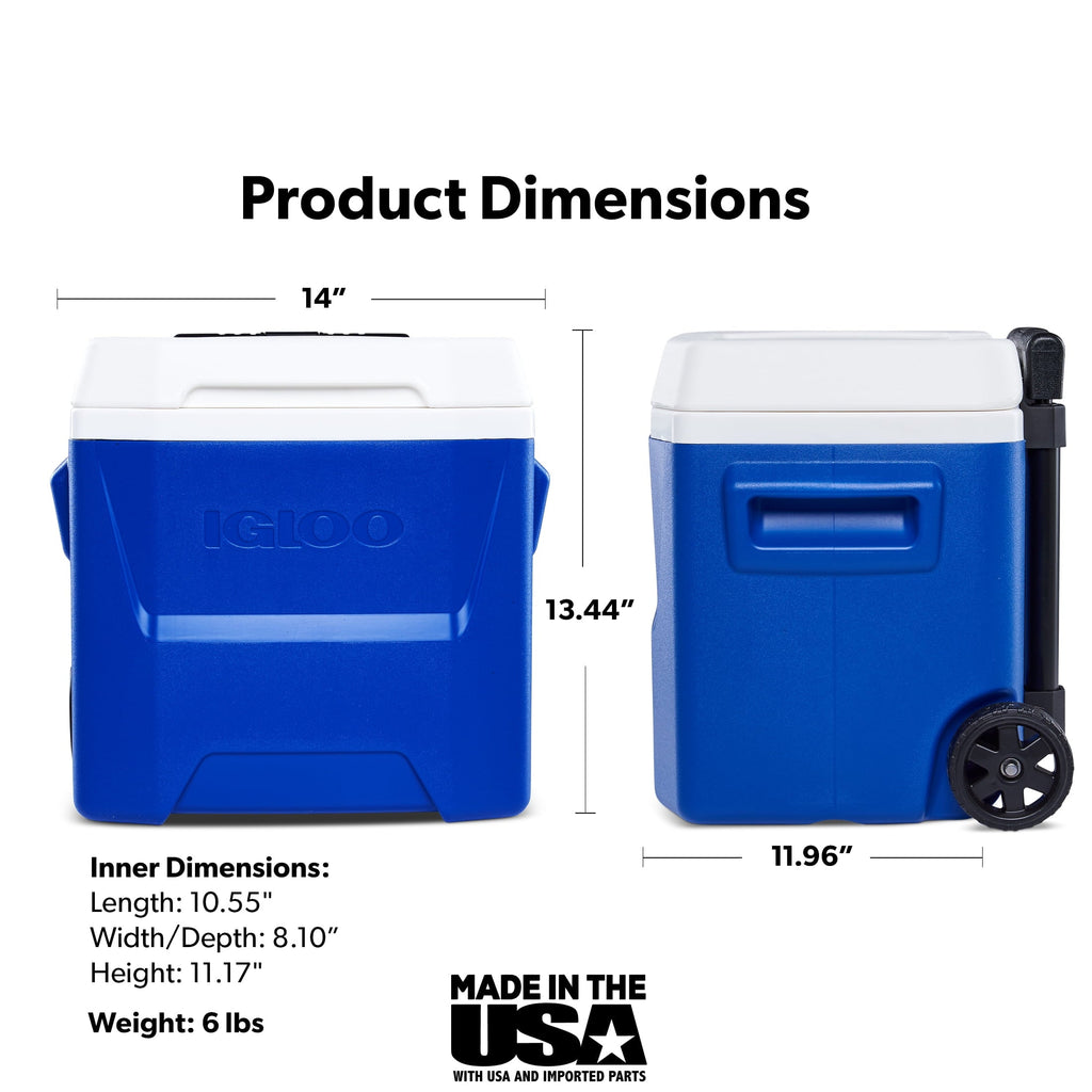 16 QT Laguna Hard Sided Ice Chest Cooler with Wheels, Aqua Blue