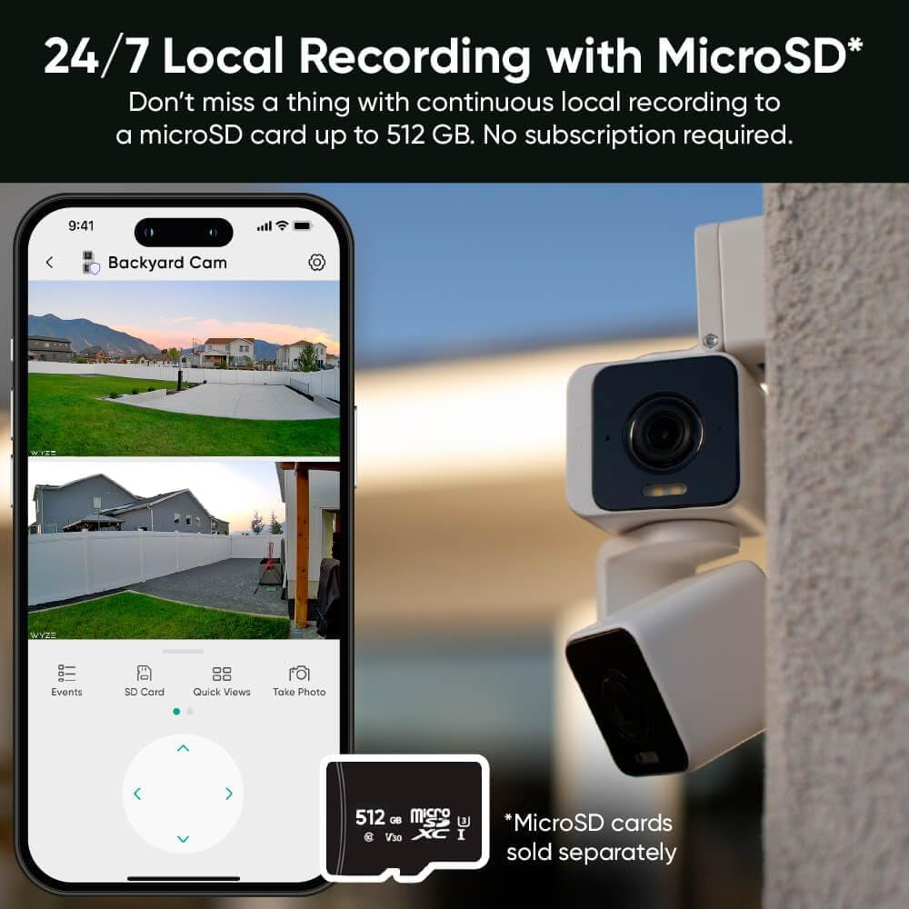 Duo Cam Pan Indoor/Outdoor Smart Security Camera 2K IP65 360° Pan/Tilt with Color Night Vision and Spotlight