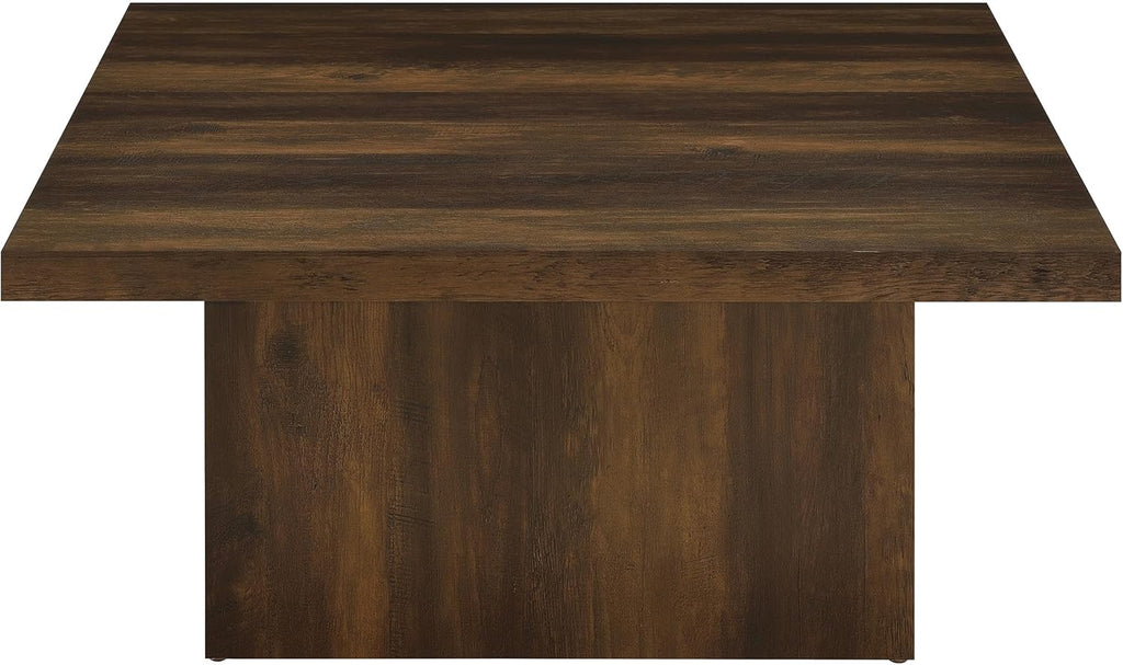 Coaster Home Furnishings - Devar - Wood - Square Coffee Table with Plinth Base, Geometric Design and Transitional Style - Living Room - Dark Pine - 710888