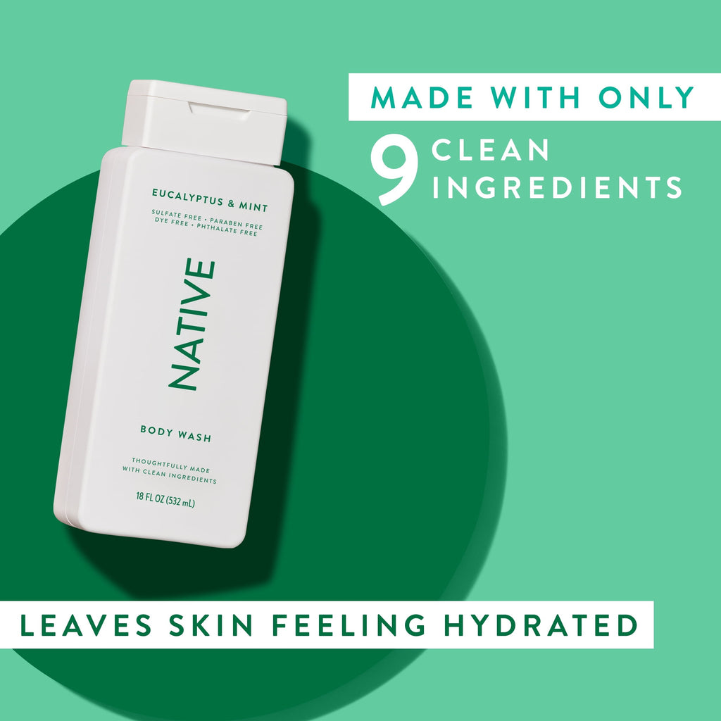 Body Wash, Eucalypts & Mint, Sulfate Free, Naturally Derived Ingredients, 24hr Freshness, for Women & Men, 18fl oz