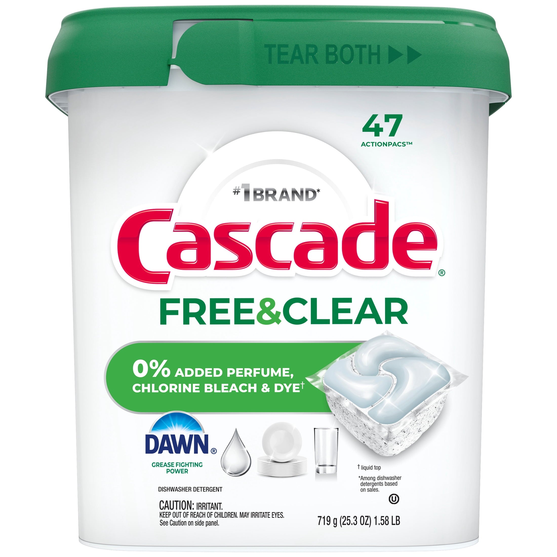 Free & Clear Dishwasher Pods, Dish Detergent Soap, Unscented, 47 Count