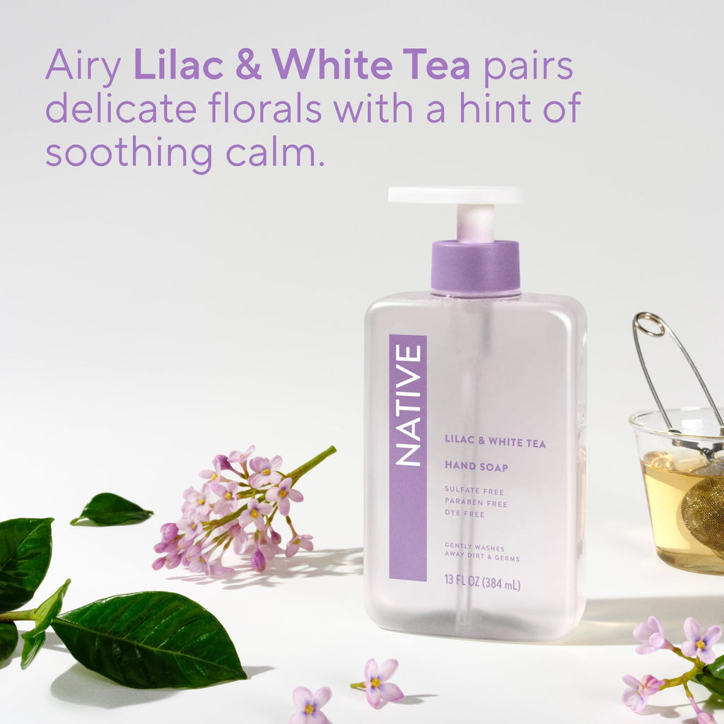 Liquid Hand Soap, Lilac & White Tea, Non-drying, Naturally Derived Cleansers, Sulfate Free, 13 fl oz