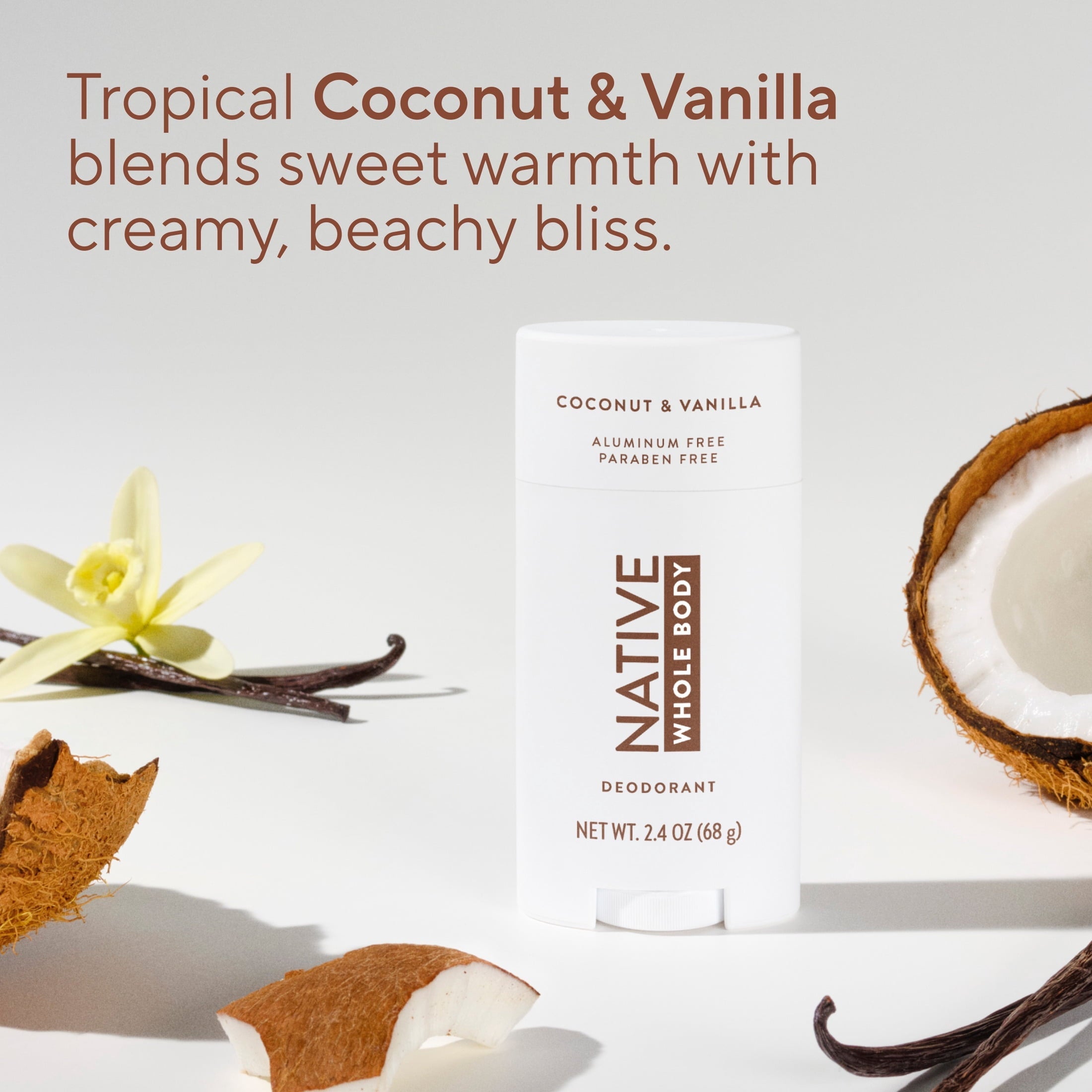 Native Whole Body Deodorant For Women, Aluminum Free Deodorant Stick, Coconut & Vanilla, 2.4oz