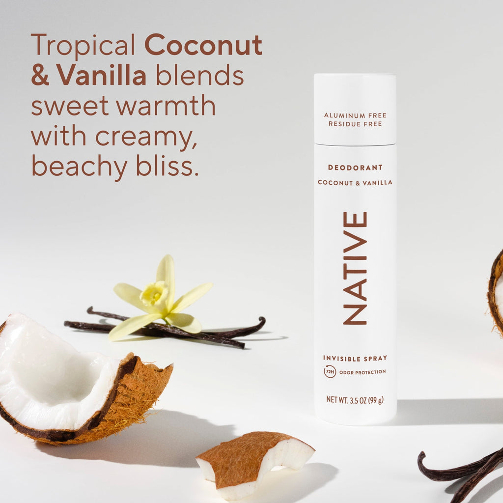 Deodorant & Body Spray, Aluminum Free, Coconut & Vanilla, for Women and Men, 3.5 oz