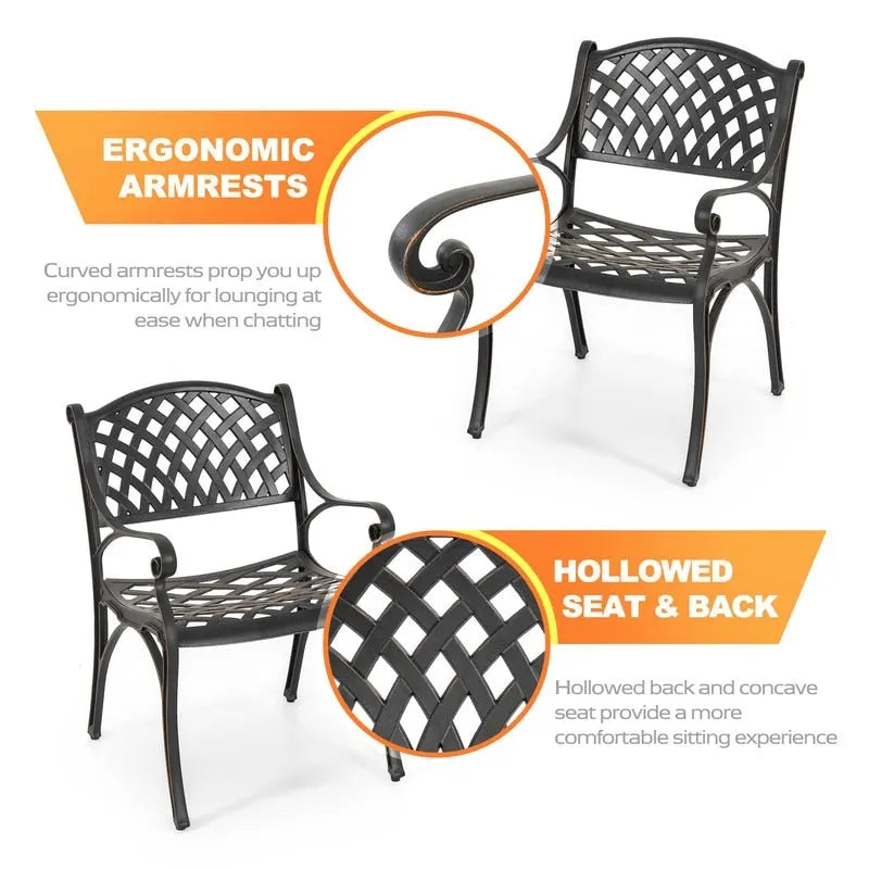 Outdoor 2 Piece Cast Aluminum Bistro Chairs