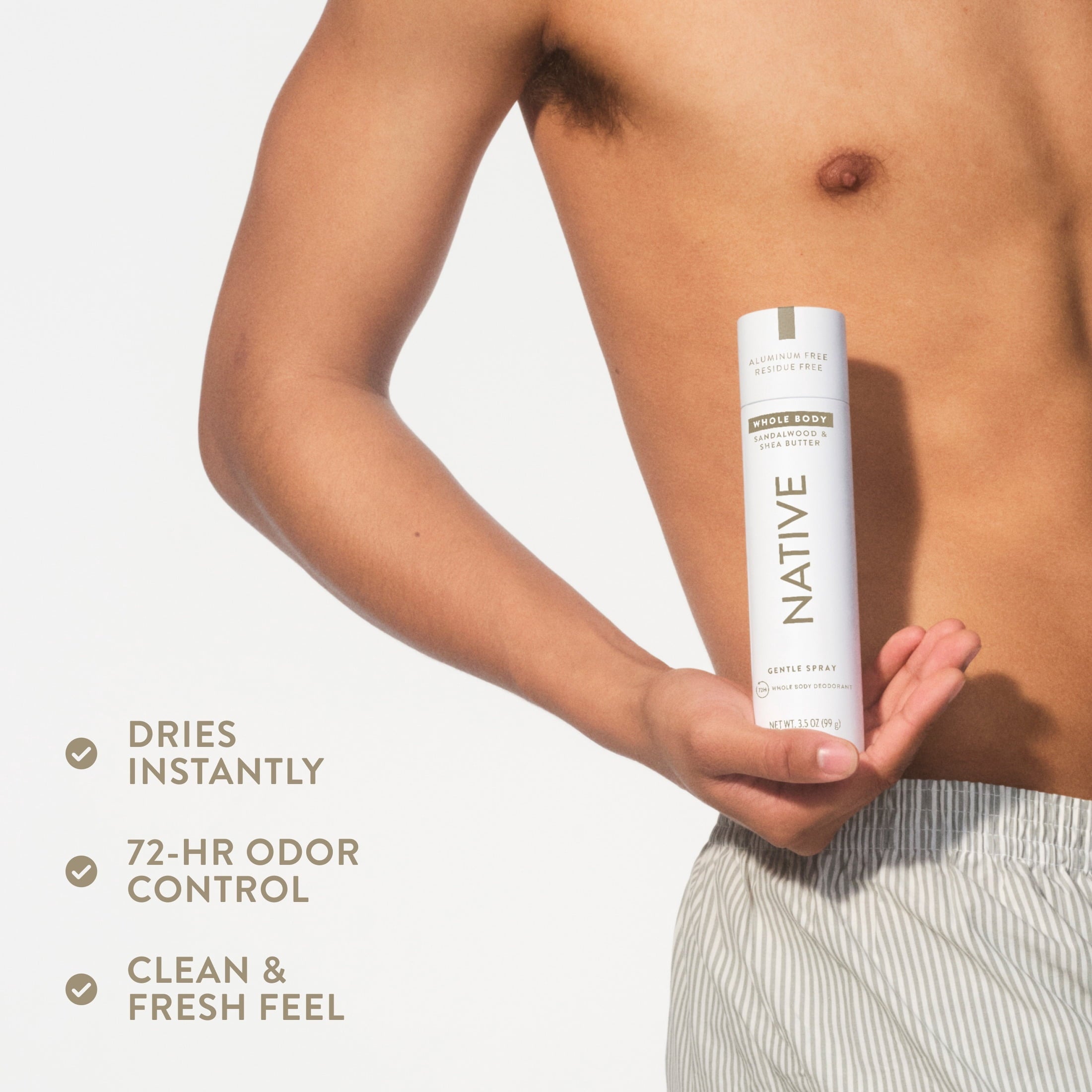 Deodorant Body Spray, Sandalwood & Shea Butter, Aluminum Free, for Women and Men, 3.5 oz
