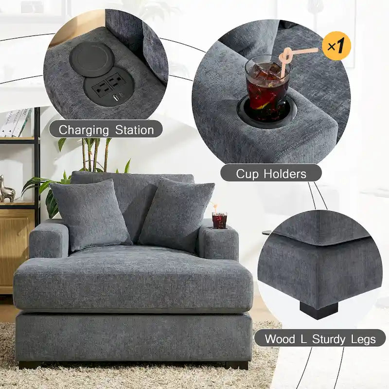Three sizes Oversized Chaise Lounger with Pillows