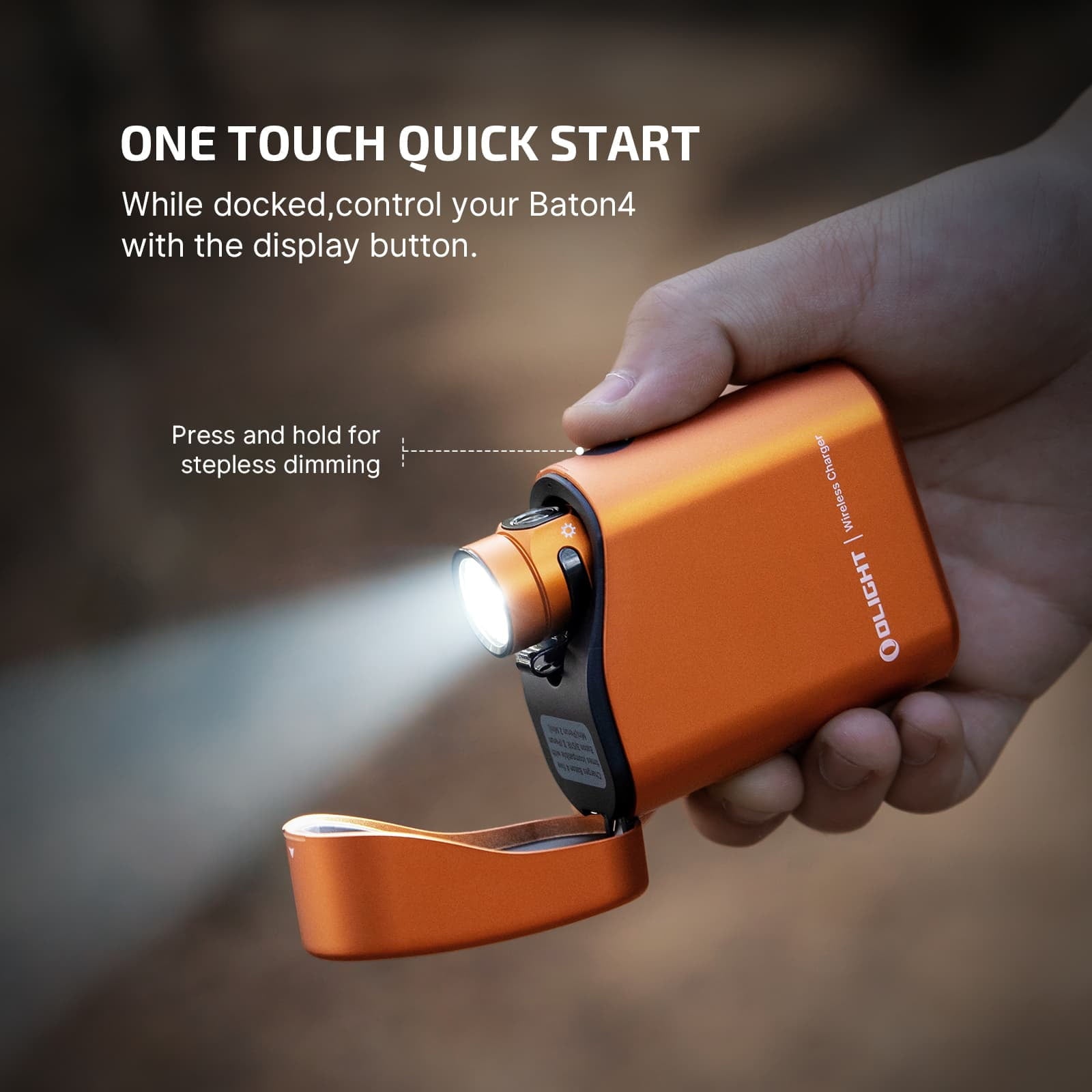 Baton4 Premium Edition EDC Flashlights 1300 Lumens with Type-C Charging Box, Powered by Battery, Small Bright Light IPX8 Waterproof for Emergencies, Outdoors (Orange)
