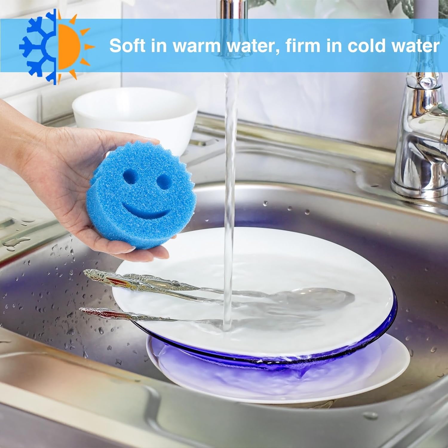 Colors 8 Pack Assorted Colors Scratch-Free Multipurpose Sponge BPA Free & Made with Polymer Foam - Stain & Odor Resistant Kitchen Dish Sponge