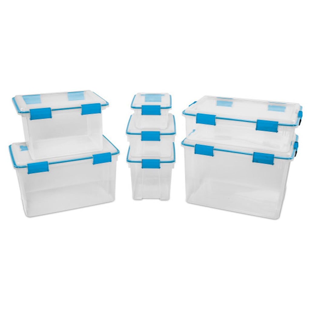 7.5 Quart Clear Plastic Storage Box with Latching Lids, (6 Pack)