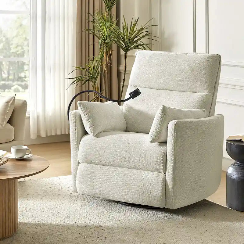 Barry Modern 38 Power Rocking Swivel Nursery Recliner with USB Ports by HULALA HOME