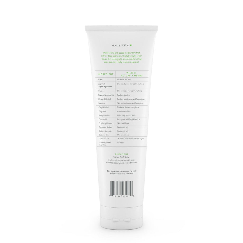 Natural Hand and Body Lotion, Cucumber and Mint, Paraben Free, Silicone Free, 12 oz