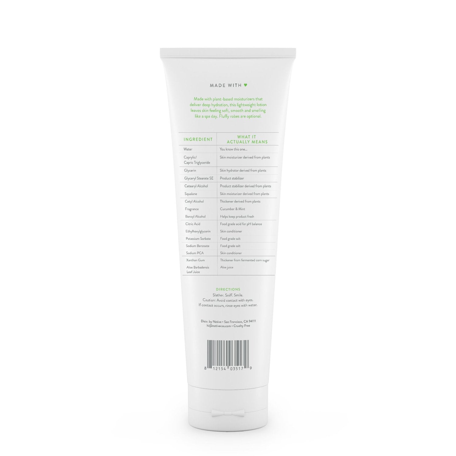 Natural Hand and Body Lotion, Cucumber and Mint, Paraben Free, Silicone Free, 12 oz