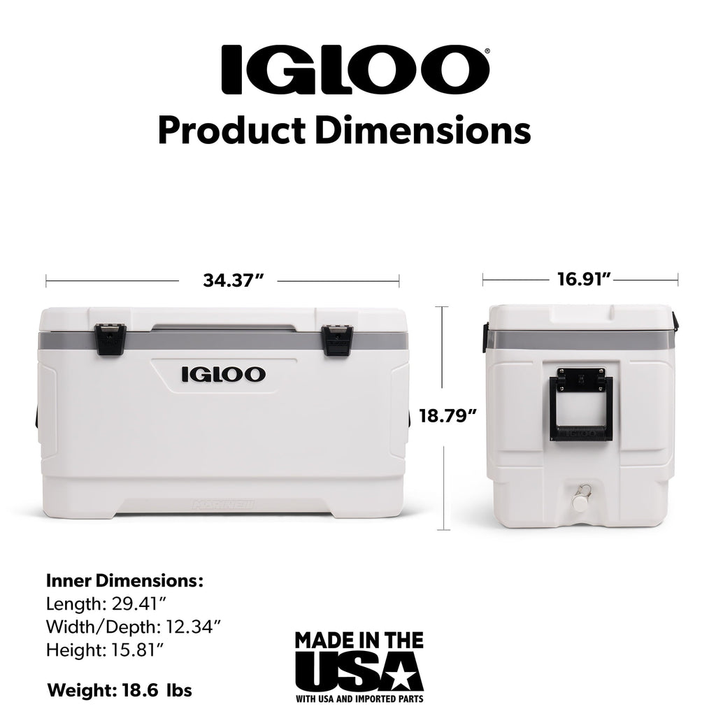 100 QT Latitude Marine Ultra Hard-Sided Cooler, White and Moonscape Gray