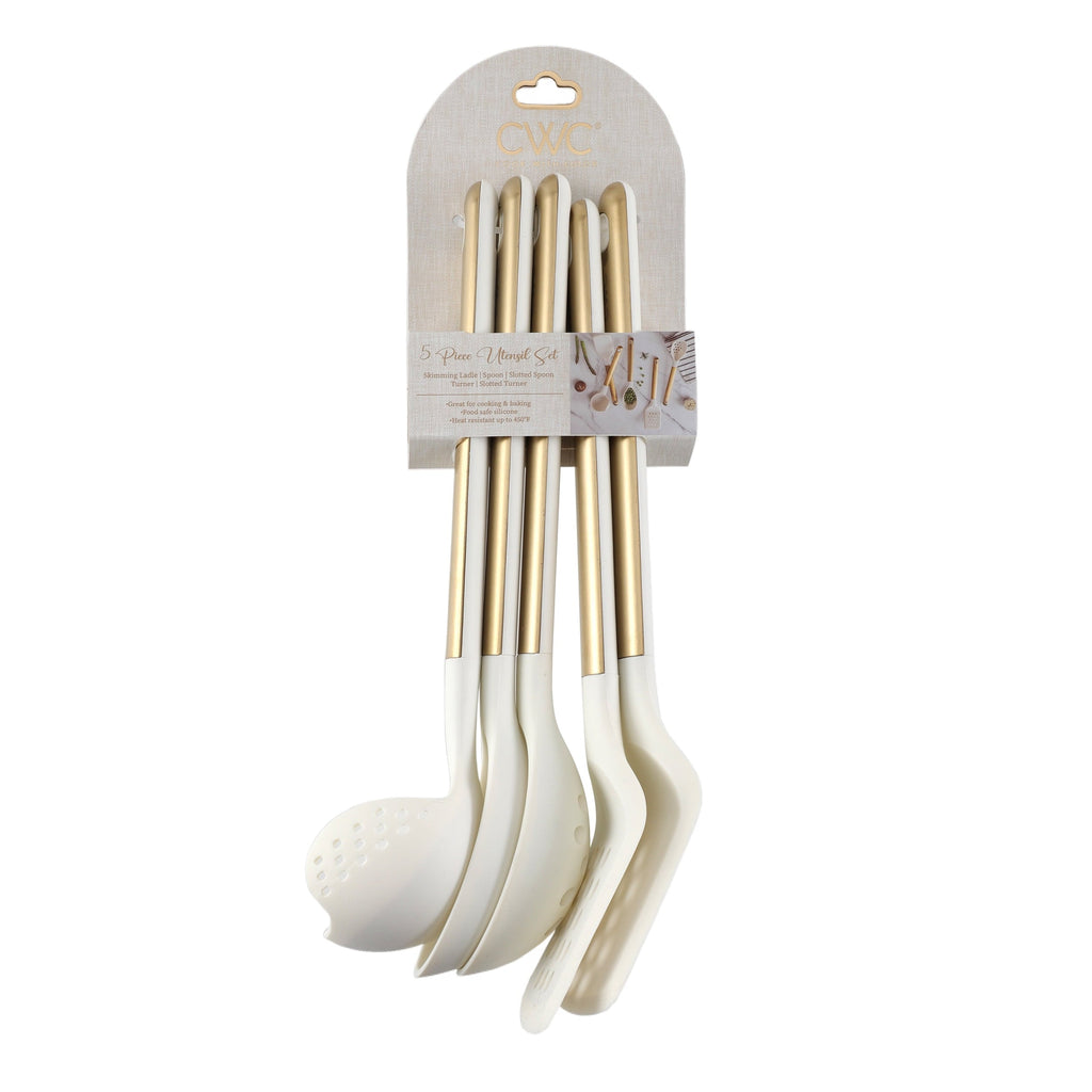 5-Piece Stainless Steel & Silicone Utensil Set – & Nonstick Safe