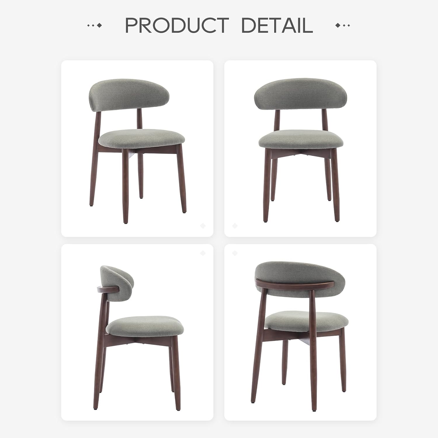 COLAMY Wooden Dining Room Chairs Set of 4, Modern Upholstered Fabric Dining Chairs, Farmhouse Kitchen Side Chair with Foot Pegs, Green