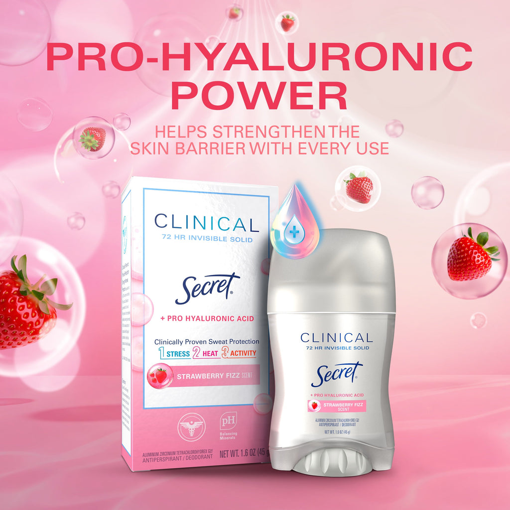 Clinical 72 HR Invisible Solid Antiperspirant Watermelon Fizz with Pro-Hyaluronic Power 1.6 oz