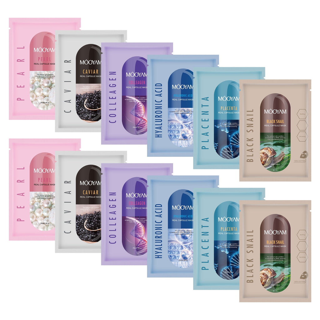 11 Pack Fruit Moisturizing Facial Mask Sheet, Rich in Fruit Essence Face Mask to Brighten and Hydrate Dull Skin
