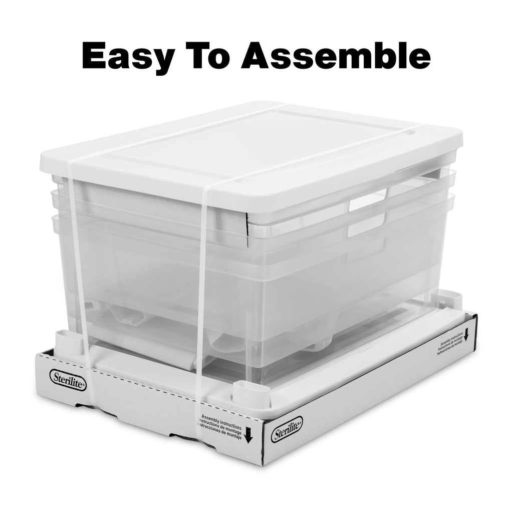 Medium 3 Drawer Tower, with Removable Clear Plastic Storage Bins, Tool-Free, Black
