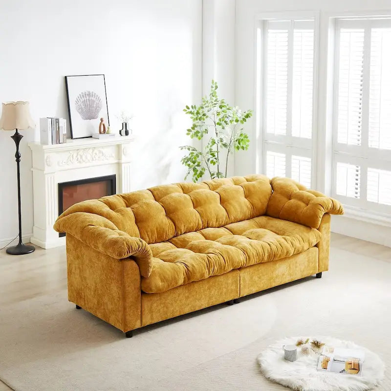 99.2 Chenille Comfort Deep Seat Sofa, Upholstered Fluffy Cloud Sofa