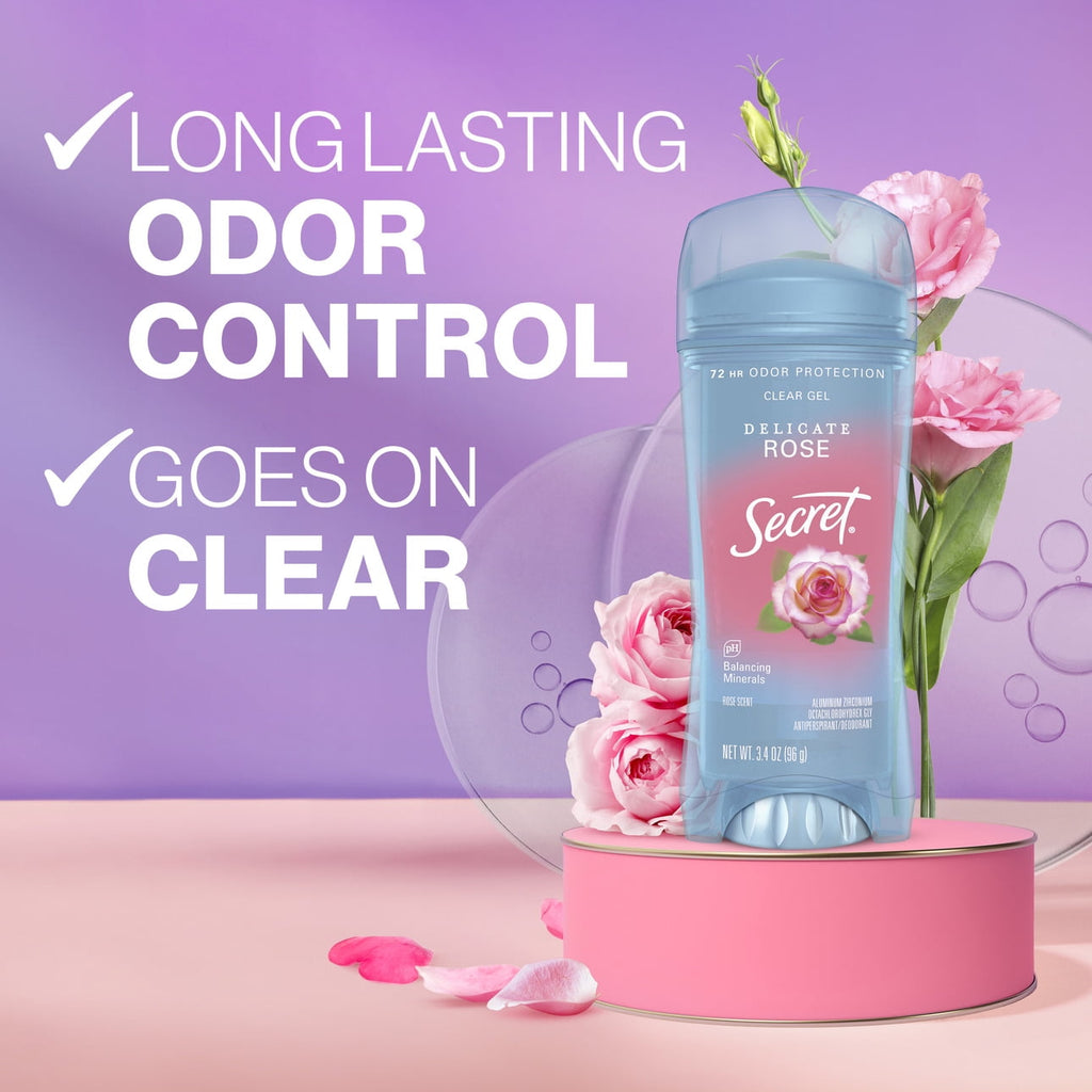 Clear Gel Antiperspirant and for Women, Rose Scent, 3.4 oz