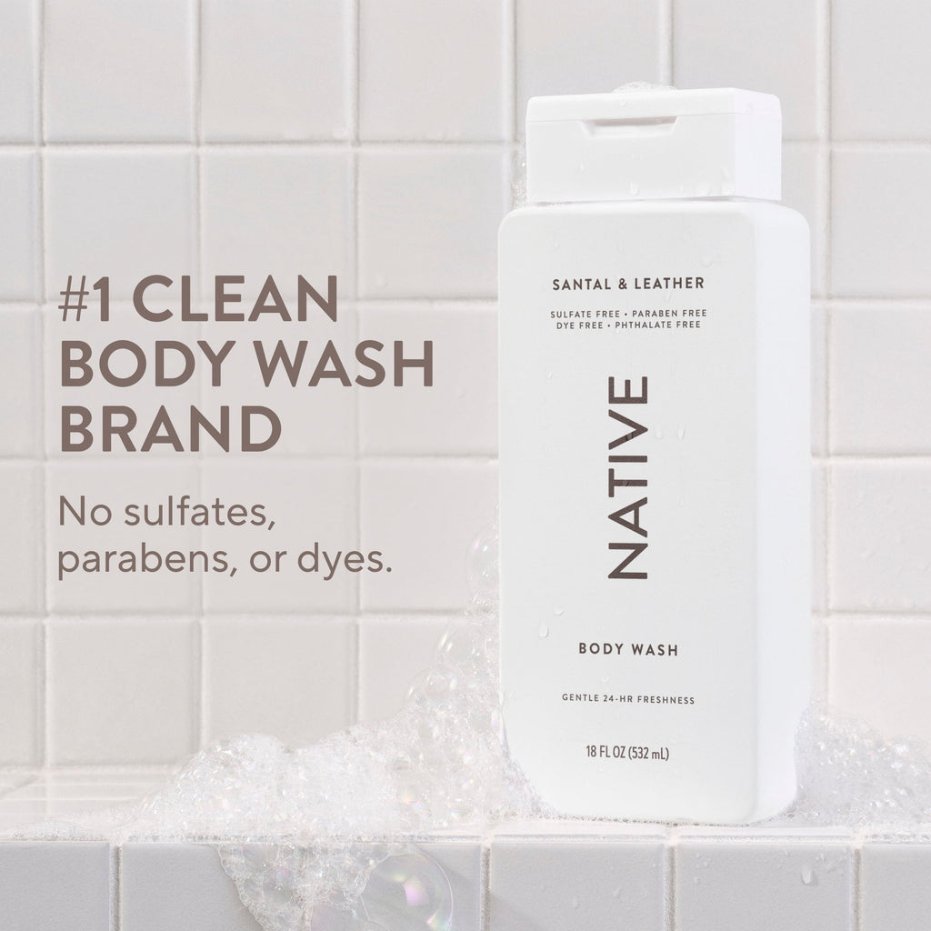 Body Wash, Santal & Leather, Sulfate Free, Naturally Derived Ingredients, 24hr Freshness, for Women & Men, 18 fl oz