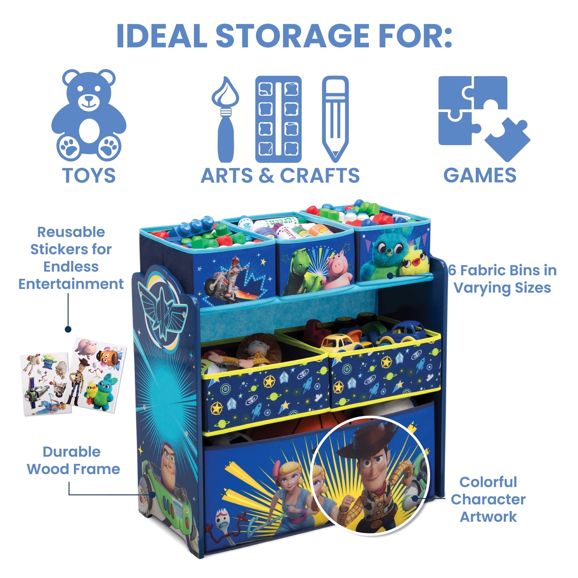 Design and Store 6 Bin Toy Storage Organizer by