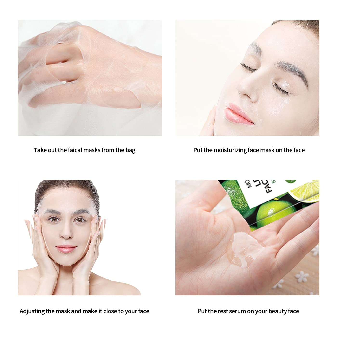 11 Pack Fruit Moisturizing Facial Mask Sheet, Rich in Fruit Essence Face Mask to Brighten and Hydrate Dull Skin
