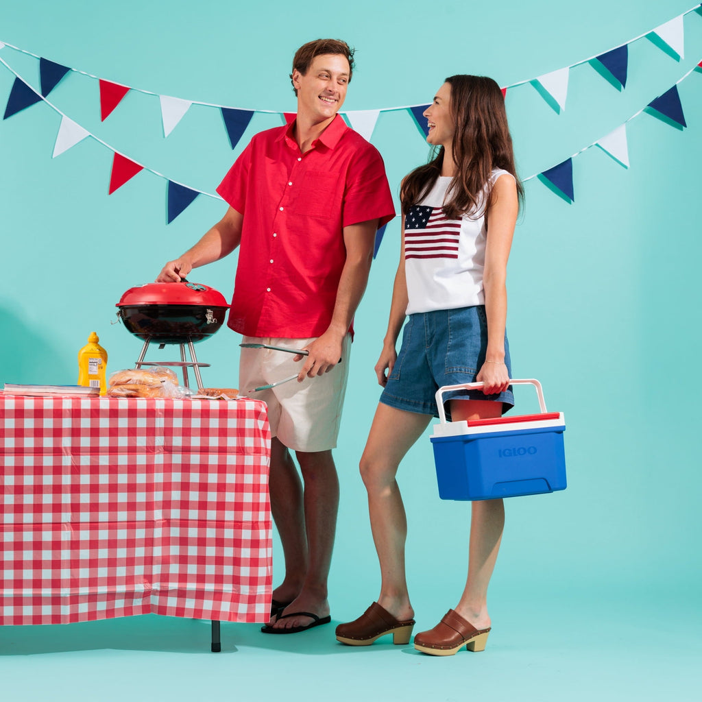 9 QT Laguna Ice Chest Cooler, Blue Red and White