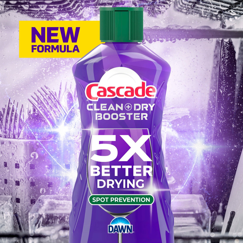 (4 pack) Cascade Rinse Aid Clean & Dry Booster, 8.45oz