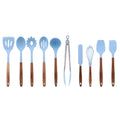 10-Piece Silicone and Acacia Wood Handle Cooking Utensils Set, Blue
