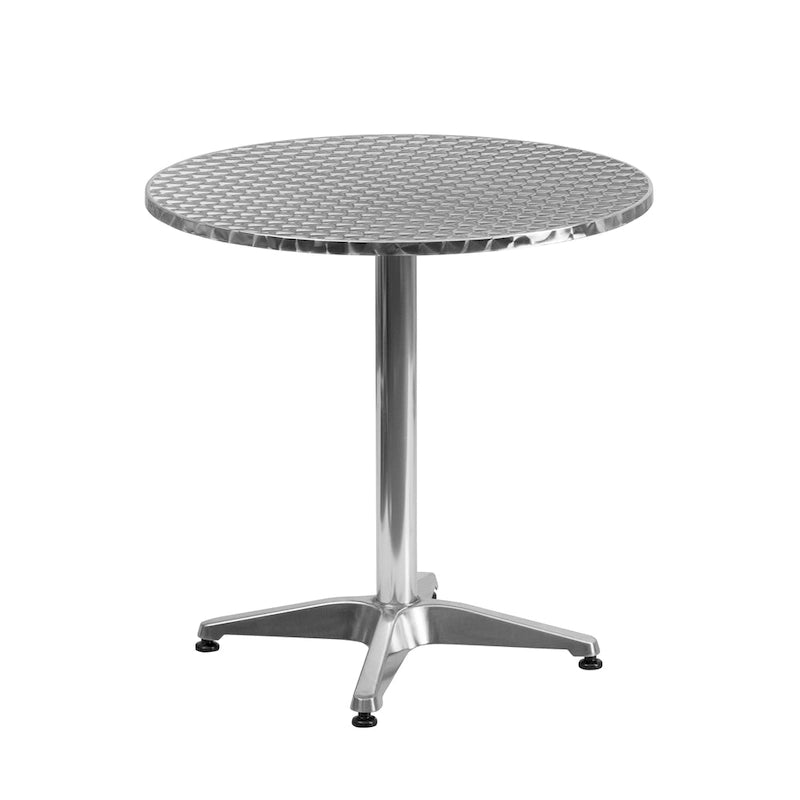 27.5 Round Aluminum Smooth Top Indoor-Outdoor Table with Base