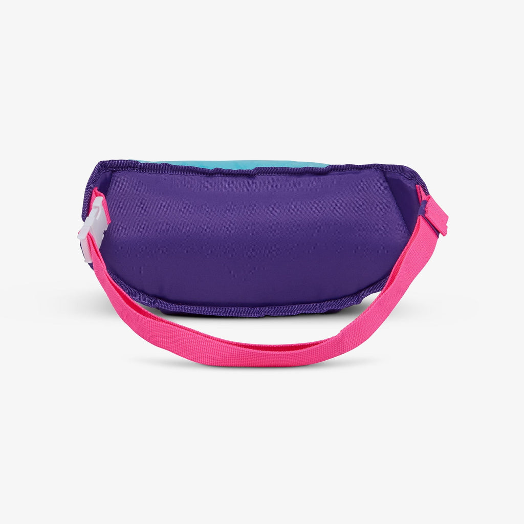 3 can Retro Fanny Pack Cooler Bag, Purple and Aqua Blue