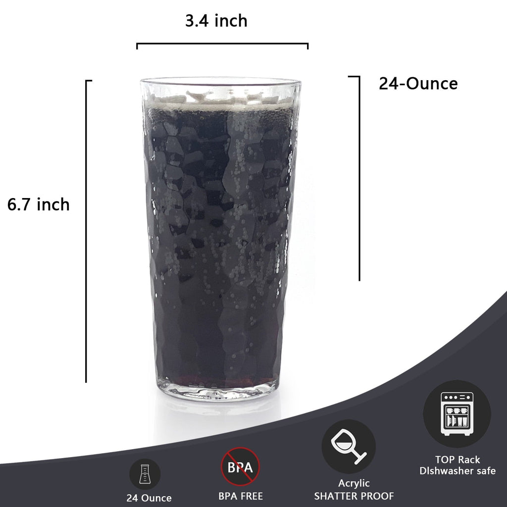 24-Ounce Plastic Tumbler Acrylic Drinking Glasses, Plastic Cups, , , Shatter Proof, , Set of 8 ( Multicolor )