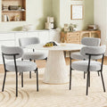 DUMOS Dining Chairs Set of 4, Mid Century Modern Chair Round Upholstered Curved Backrest, Kitchen Vanity Living Room Chairs with Black Metal LegsClassic Grey
