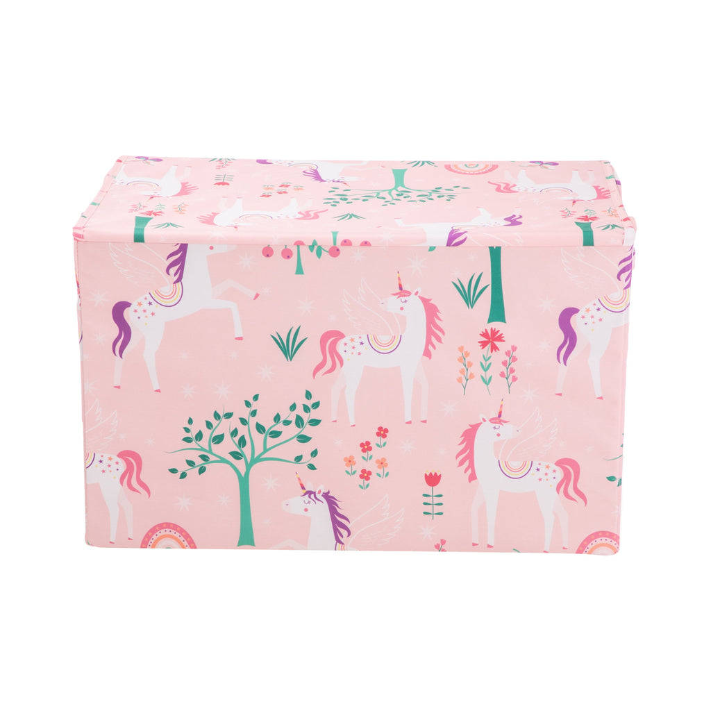 Kids Butterfly Pattern Collapsible Toy Storage Trunk, 24 in x 14.8 in x 15 in