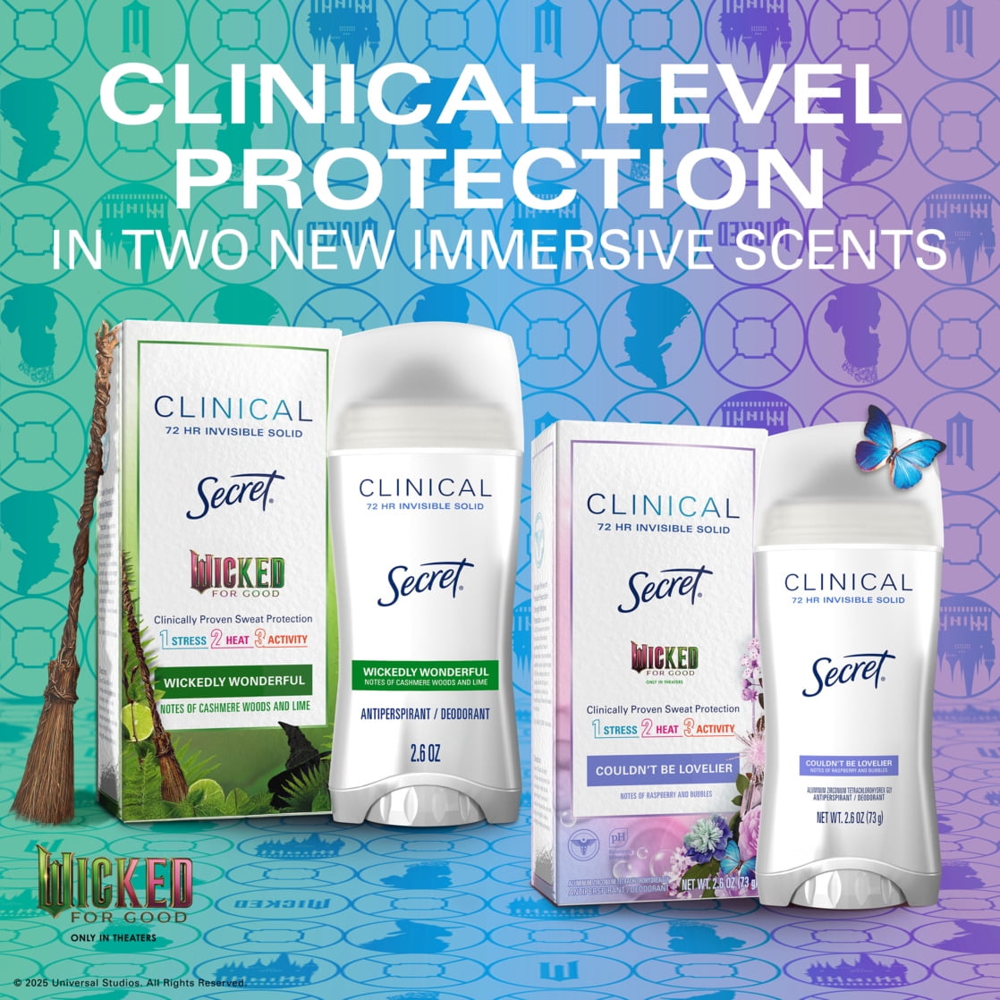 Clinical Invisible Solid Antiperspirant & Deodorant for Women, Wickedly Wonderful, Notes of Cashmere, Wood, and Lime, 2.6oz