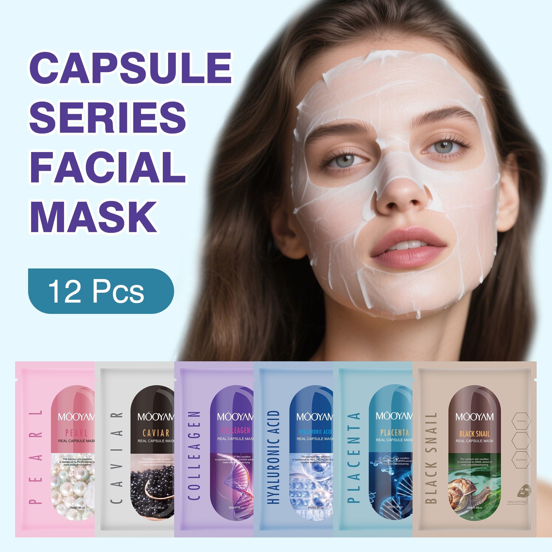 11 Pack Fruit Moisturizing Facial Mask Sheet, Rich in Fruit Essence Face Mask to Brighten and Hydrate Dull Skin