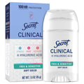 Clinical Antiperspirant Deodorant for Women, 100HR Sweat & Odor Protection, Hyaluronic Acid, Soft Solid, Free & Sensitive, 1.6 oz