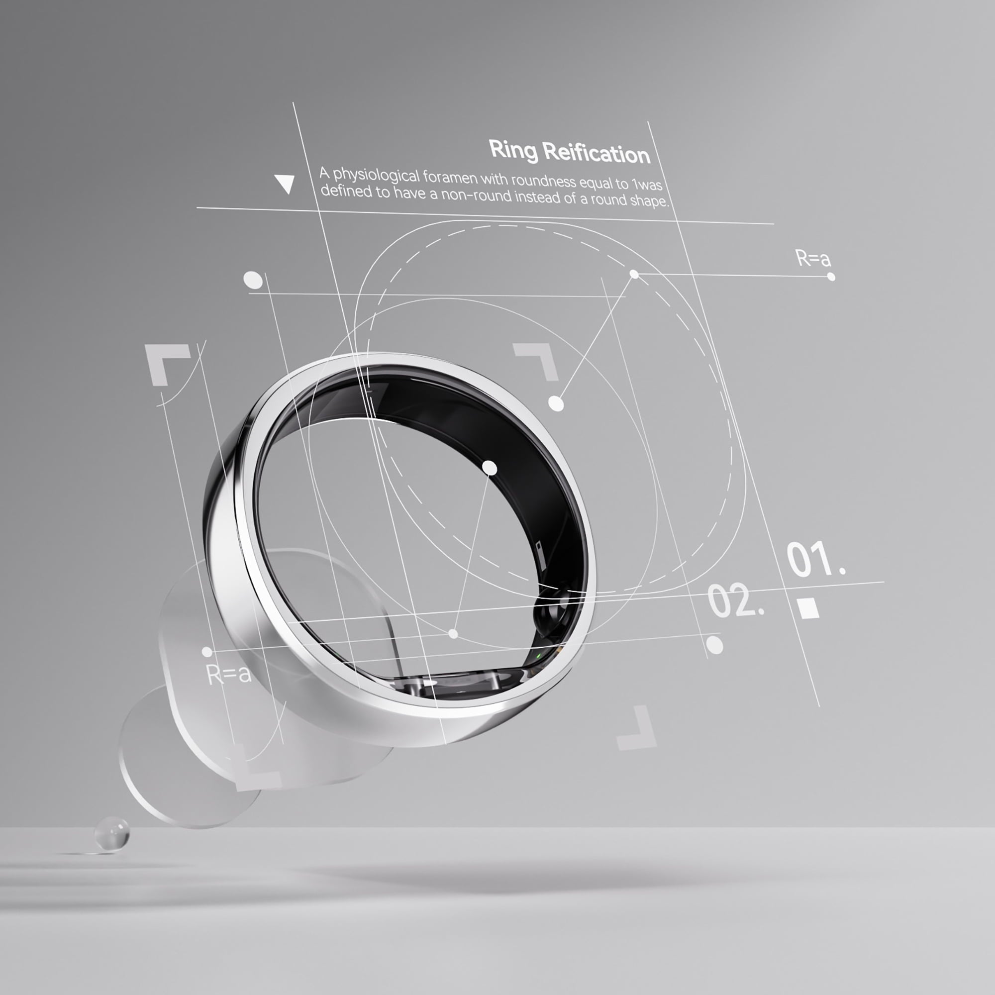 2 Ultra-Thin Smart Ring with Monitoring and Health Tracking (Size 11; Future Silver), 123031101