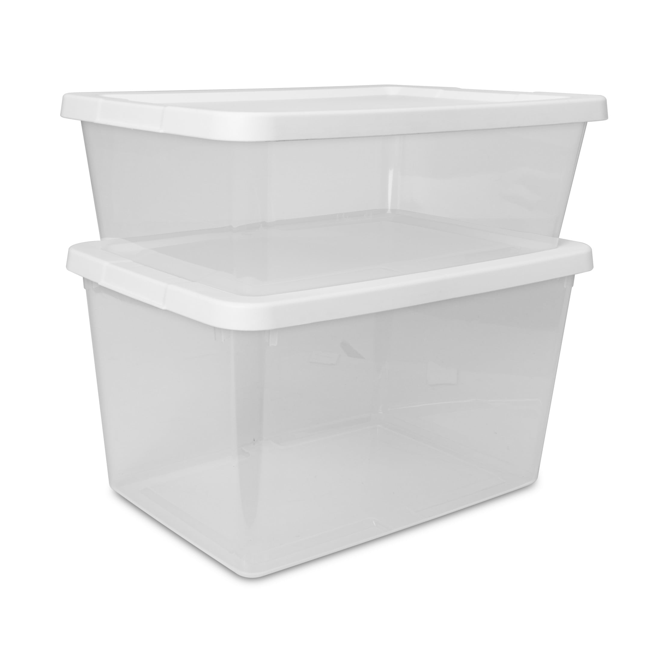 20 Quart Small Storage Bin, Clear Plastic Storage Container with Snap-On Lid, White