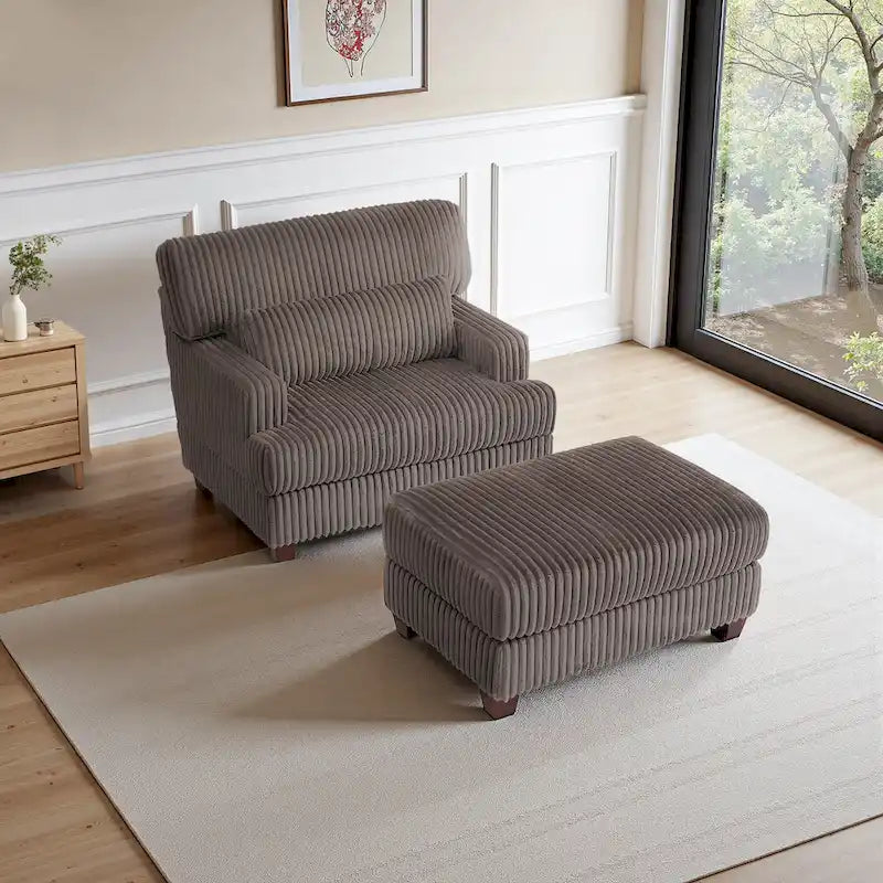 Oversized Chaise Longue Accent Chair with Ottoman