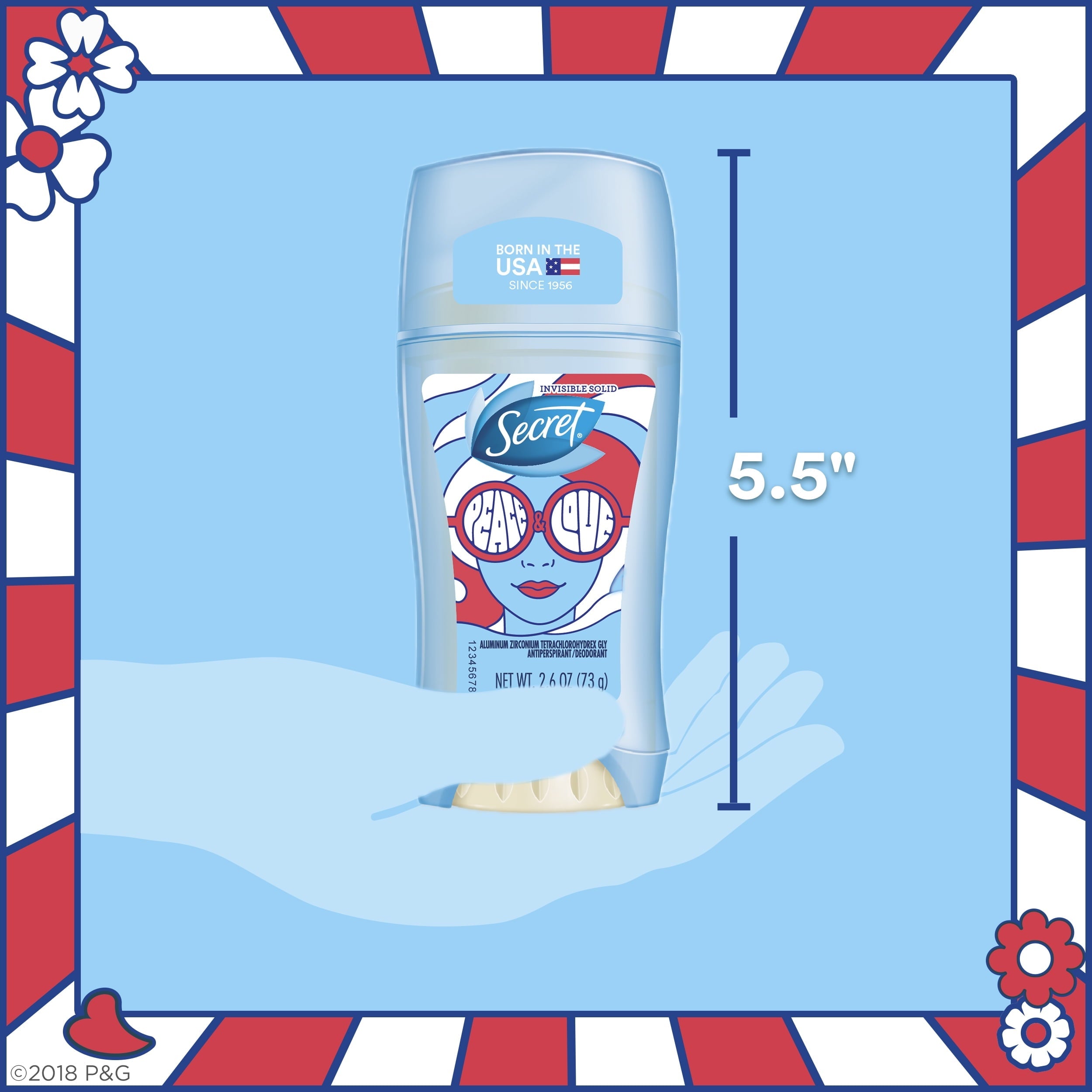 Invisible Solid Antiperspirant & Deodorant, Peace & Love, 2.6 oz