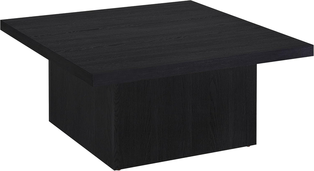 Coaster Home Furnishings - Devar - Wood - Square Coffee Table with Plinth Base, Geometric Design and Contemporary Style - Living Room - Black - 706408